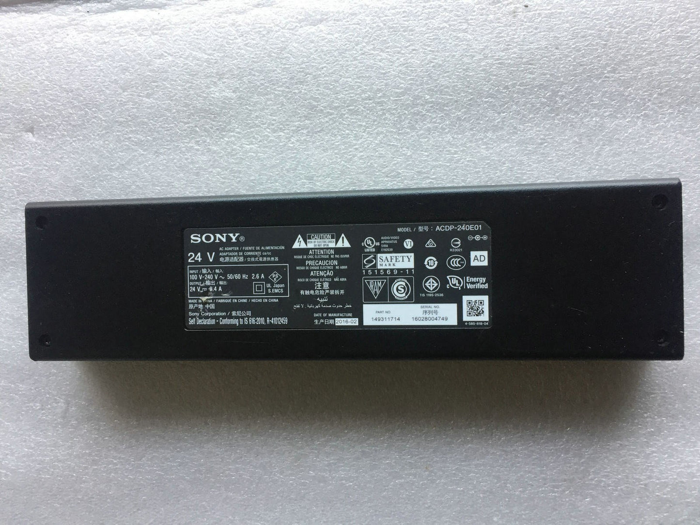 1pcs  AC Adapter Power Charger For LCD TV ACDP-240E01 24V 9.4A No Cable