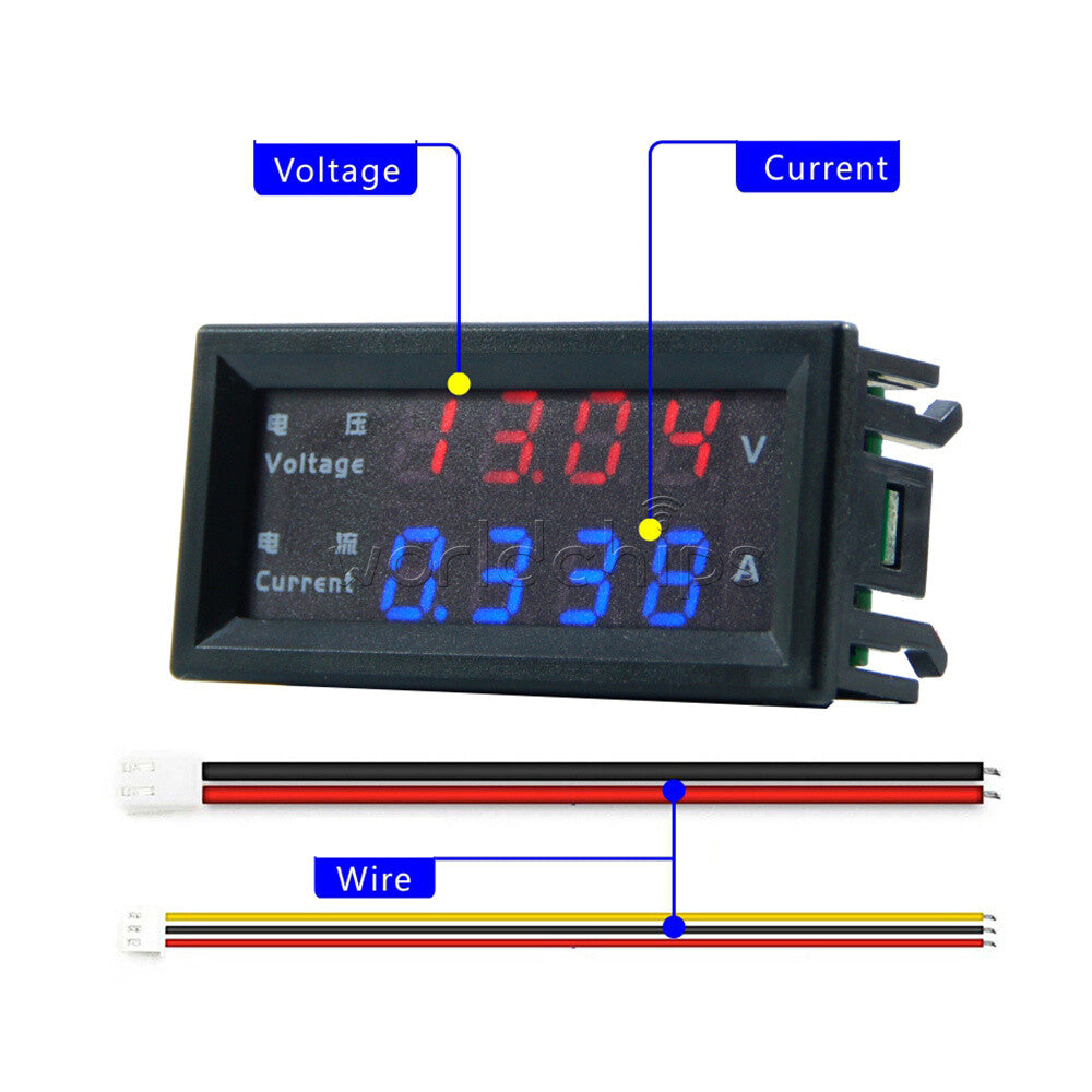 10PCS 4-Digital Dual LED DC0-200V 10A Voltmeter Current Ammeter Meter M4430
