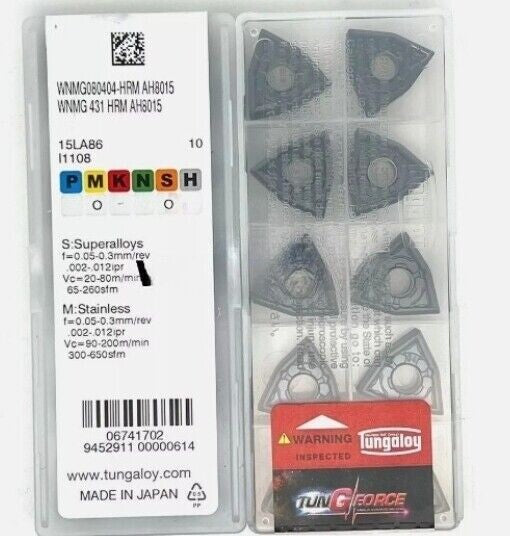 10Pcs Tungaloy WNMG080404-HRM AH8015 WNMG431-HRM NC Turning Blade Carbide Insert