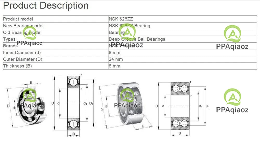 10PCS NSK 628ZZ Deep Groove Ball Bearings 8x24x8mma #P