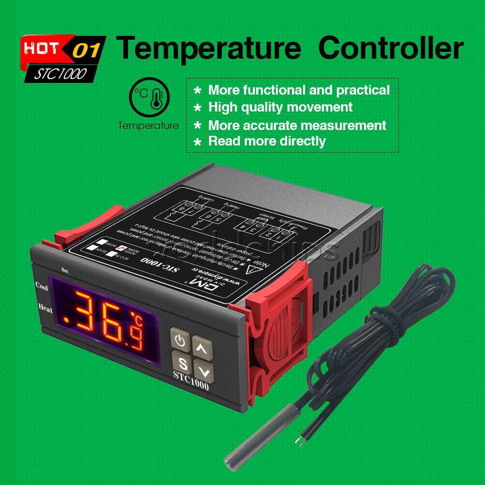 2PCS Mini STC-1000 All-Purpose Temperature Controller Thermostat Aquarium Sensor