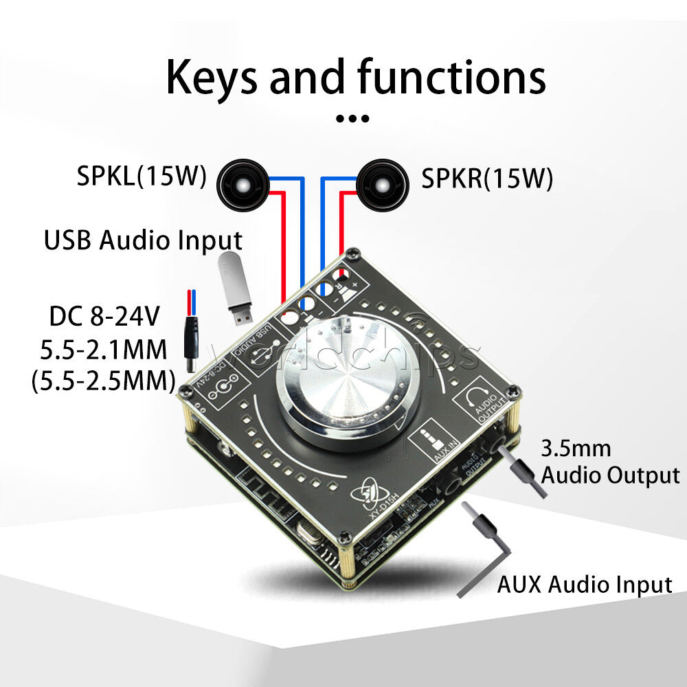 XY-D15H APP Control Bluetooth Digital Power Audio Amplifier Board Colorful Light