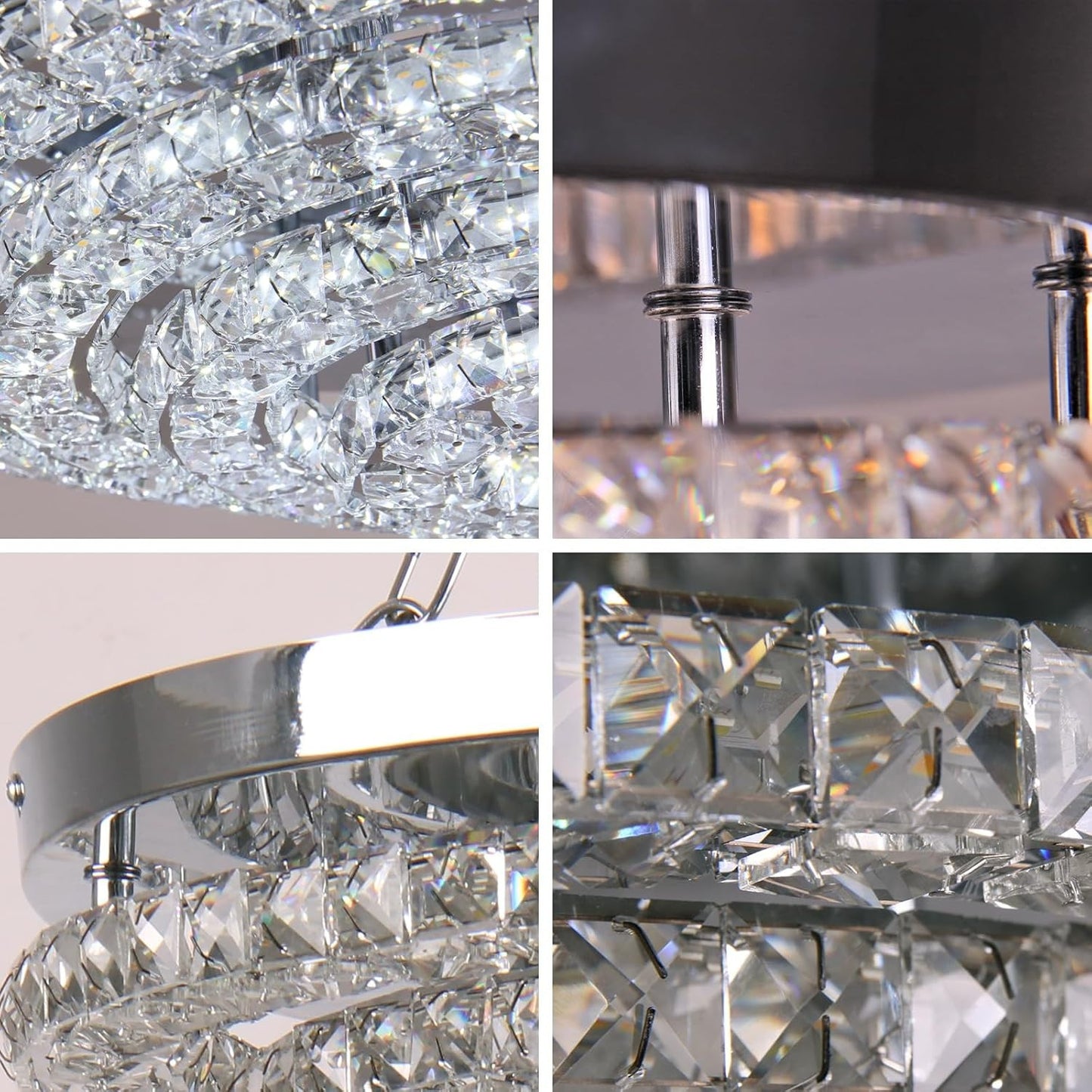 Four Rings Round LED Chandelier, Flush Mount Ceiling Lamp 4000K Cool White