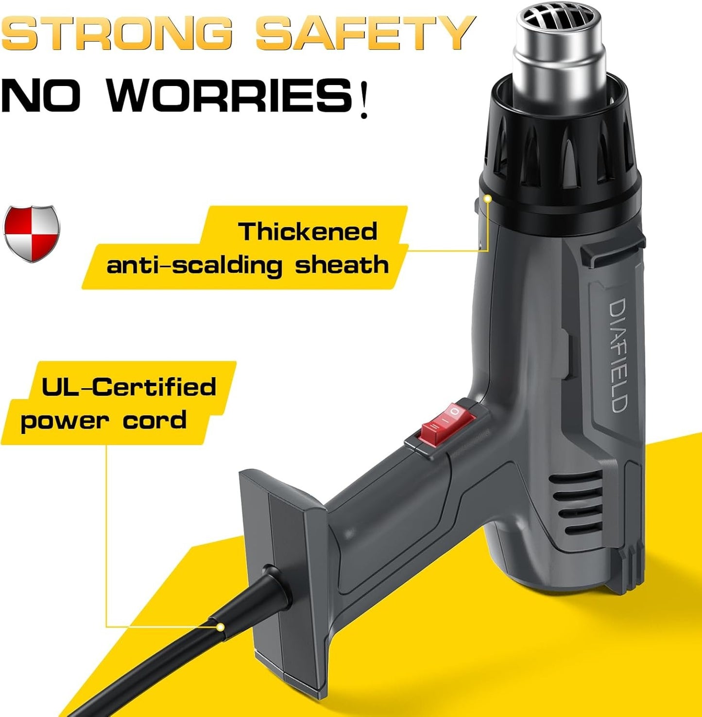 1850W Heat Gun, Dual Temperature Settings, Fast Heat Hot Air Gun, Durable& Overl