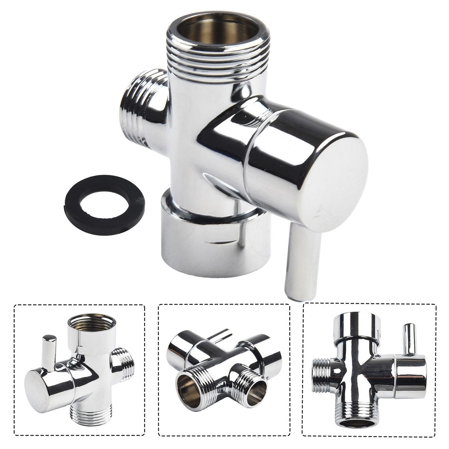 Part Diverter Valve Tool Chrome Plated Brass T-Adapter 3 Ways Accessory