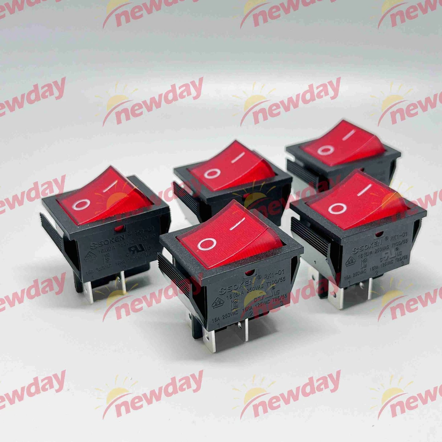 5pcs SOKEN RK1-01 16A/250VAC 4 pin Rocker Switch Red Light