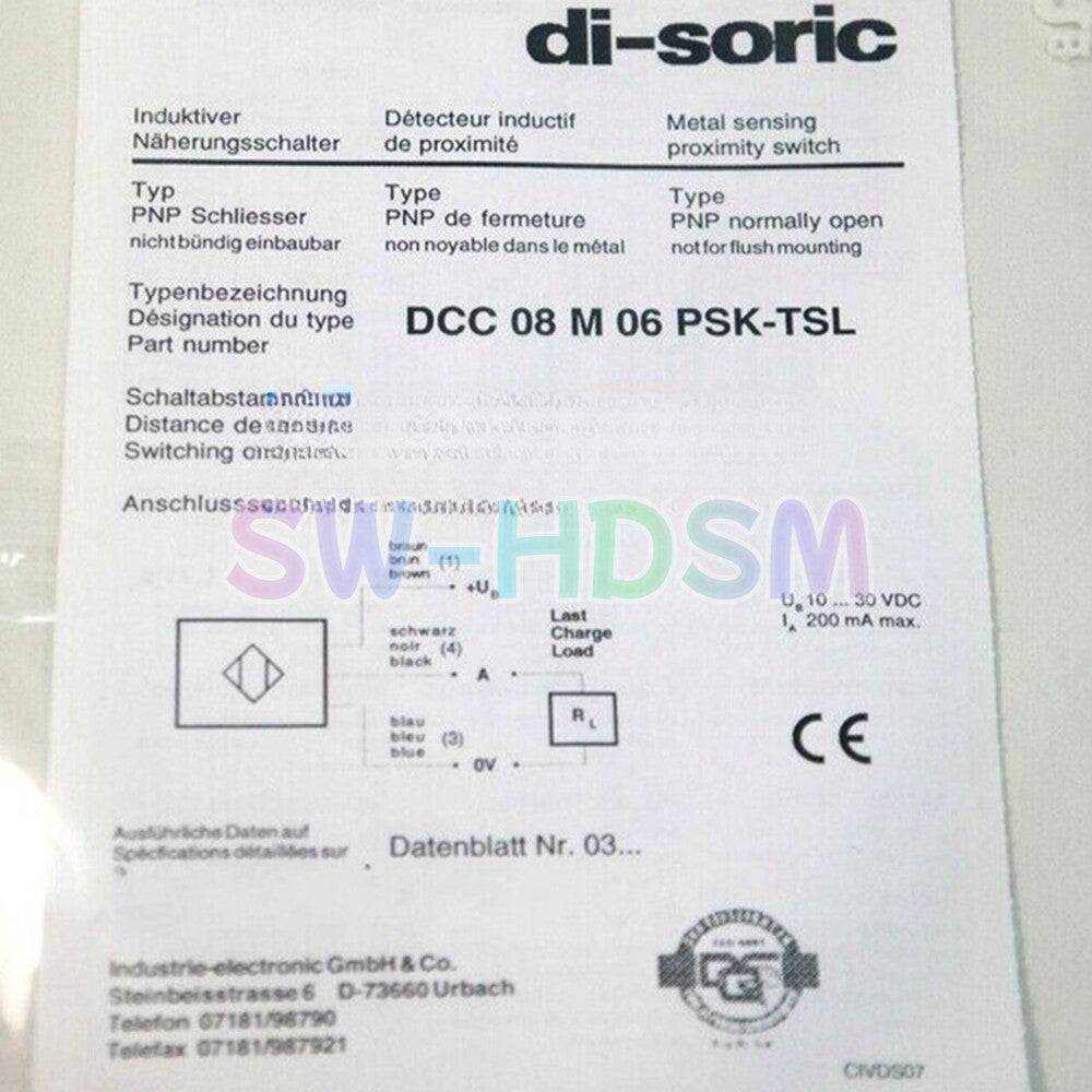 1PCS   FOR Di-soric Proximity Sensor DCC 08 M 06 PSK-TSL Freight Free