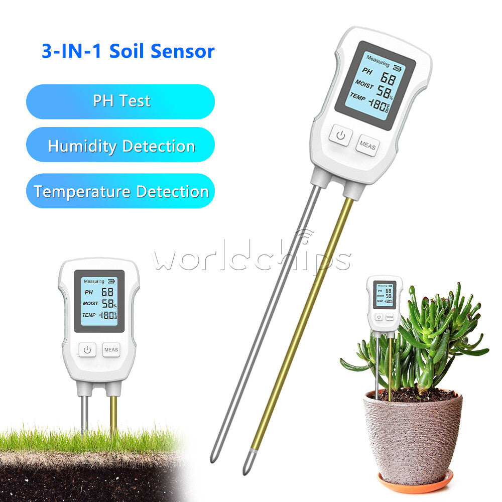 3 in 1 Soil PH Tester LCD Screen Soil Temperature Humidity Meter Garden Planting