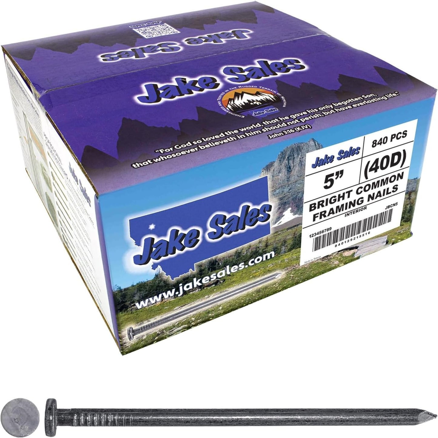5 Inch Bright Common Nail (40D), 45 Pounds, ~840 Nails