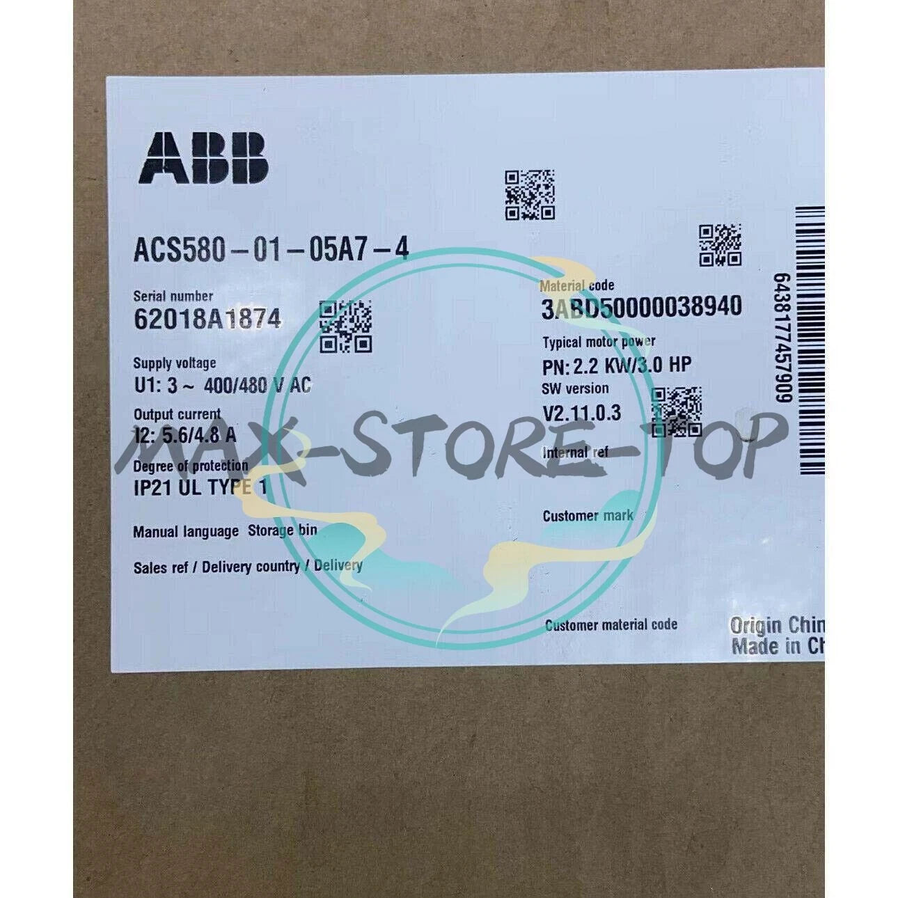 ACS580-01-05A7-4  ABB ACS5800105A74 2.2KW Frequency converter module