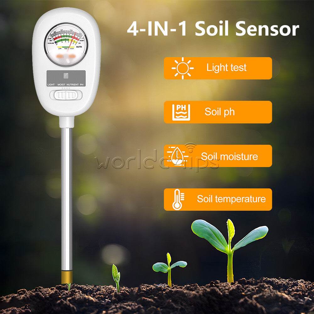 4 in 1 Soil PH Meter Sunlight Fertility Hygrometer Rotatable Folding Soil Tester
