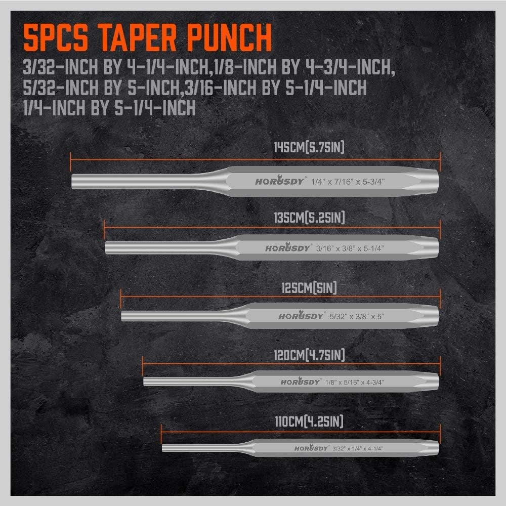 16-Piece Punch and Chisel Set, Including Taper Punch, Cold Chisels, Pin Punch, C