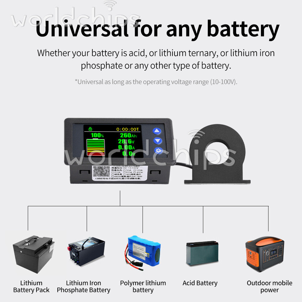H56AH LCD Digital Hall-Coulomb Meter Voltage Current Power Meter Display 0-400A