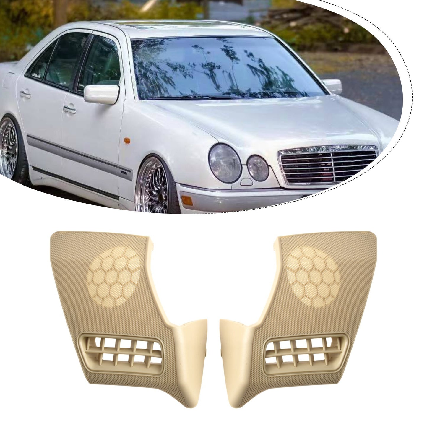 Beige Speaker Cover for Mercedes E Class W210 1996 2003 Left & Right Set