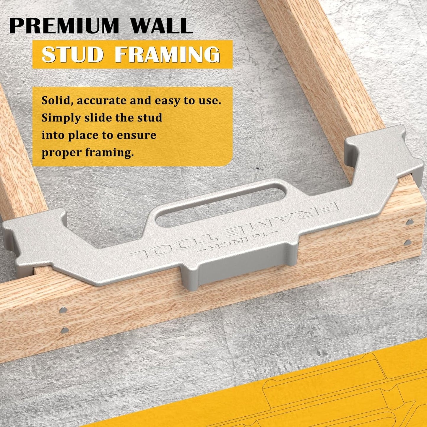 16-Inch On-Center Stud Layout Tool, Cast Aluminum, Precision Framing Jig