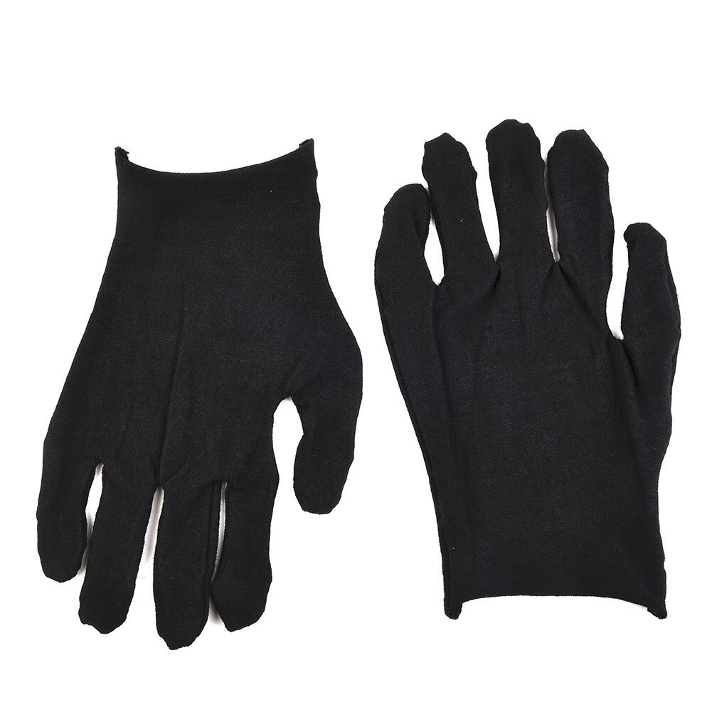 12 Pairs Black Cotton-Gloves Liner Moisturising-Eczema Butler-Beauty-Unisex