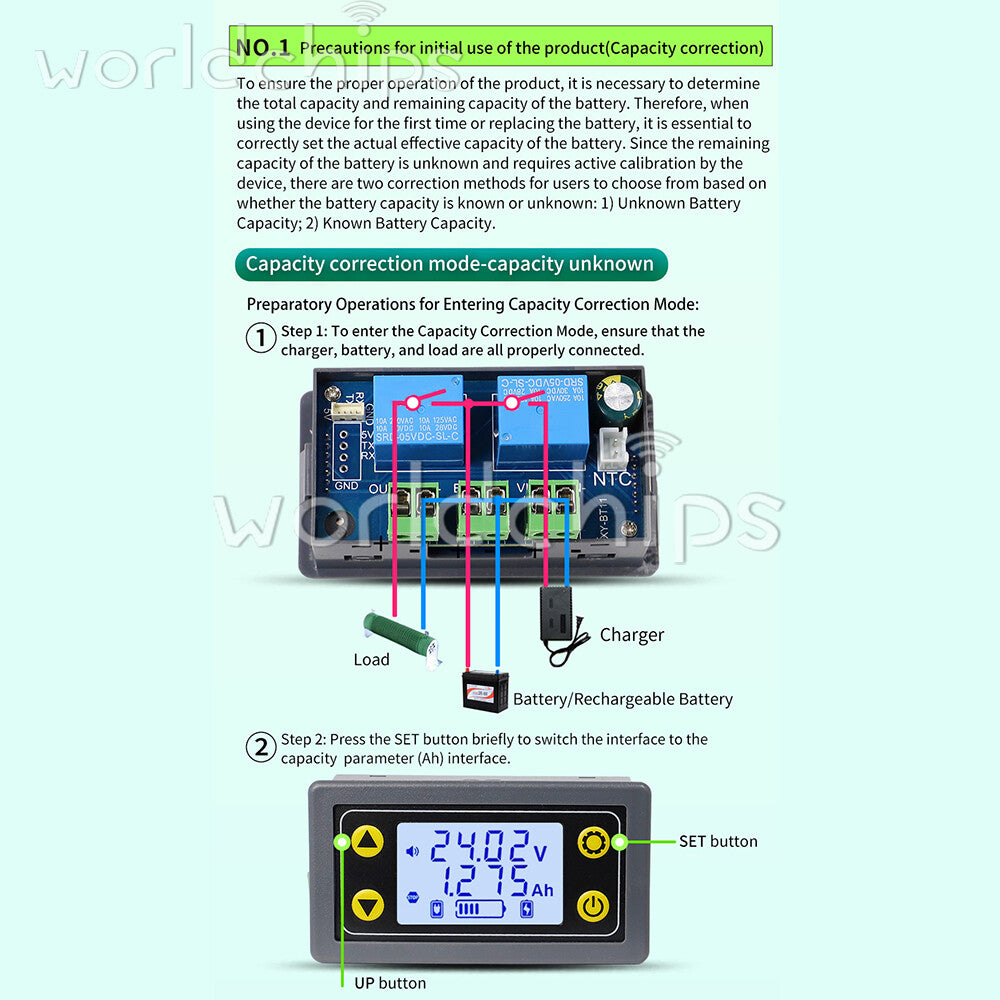 BT11 Coulomb Meter Fully Auto Battery Charge Discharge Protection DC 10-110V 10A