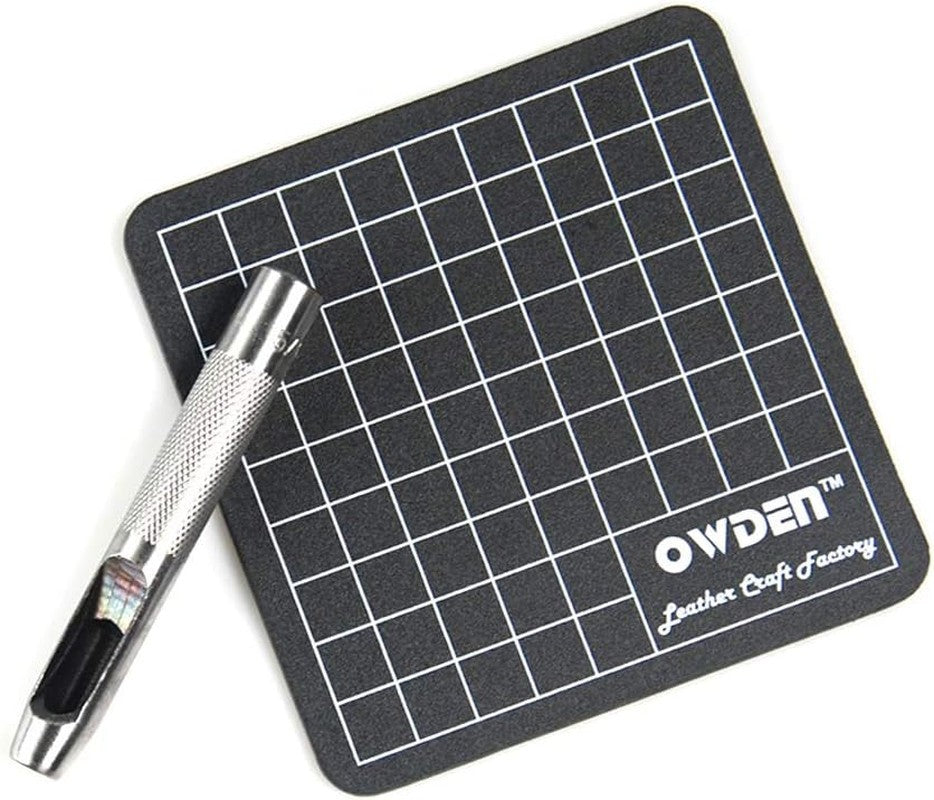 OWDEN 9 Pieces Hollow Punch Set (1/8"-1/2") with a Free Cutting MAT, Leather Hol