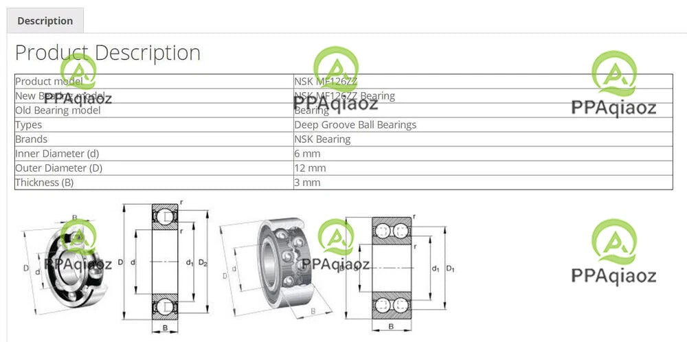 10PCS NSK MF126ZZ Deep Groove Ball Bearings 6x12x3mm #P