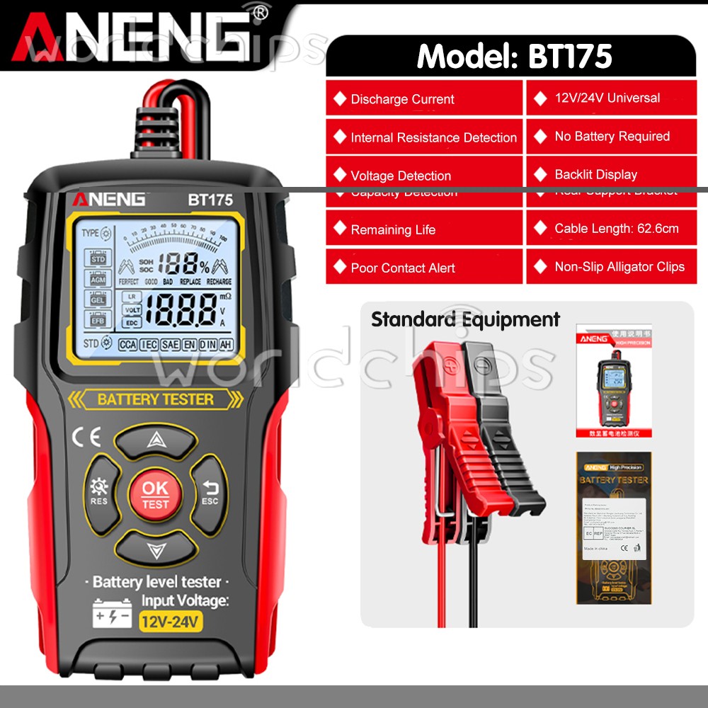 ANENG 12V24V Car Lead-Acid Battery Tester Charging Circuit Loads Diagnostic Tool
