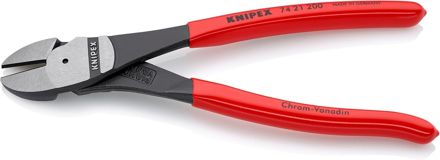 8-Inch High Leverage Angled Diagonal Cutters, Forged Steel, Comfort Grip