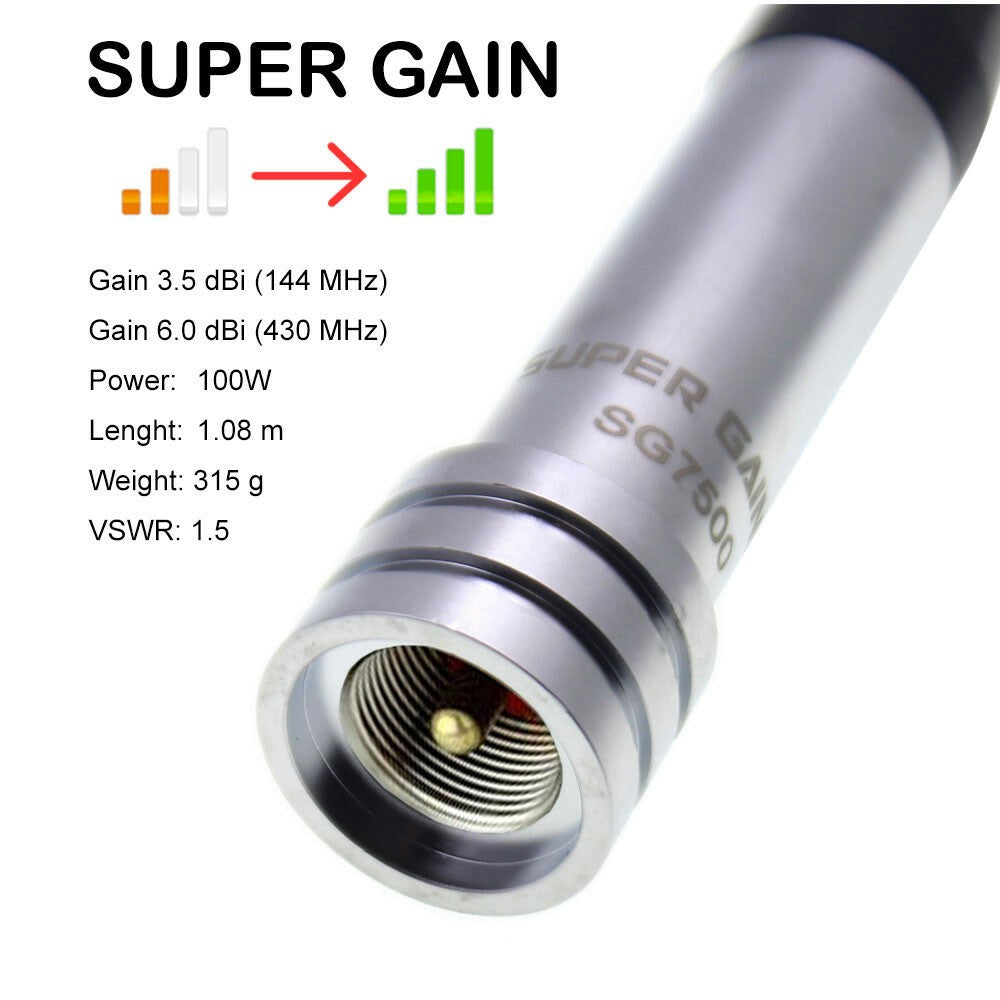 Diamond SG-7500 Dual Band VHF/UHF 150W 3.5/6.0dBi Gain Antenna for Car Radio