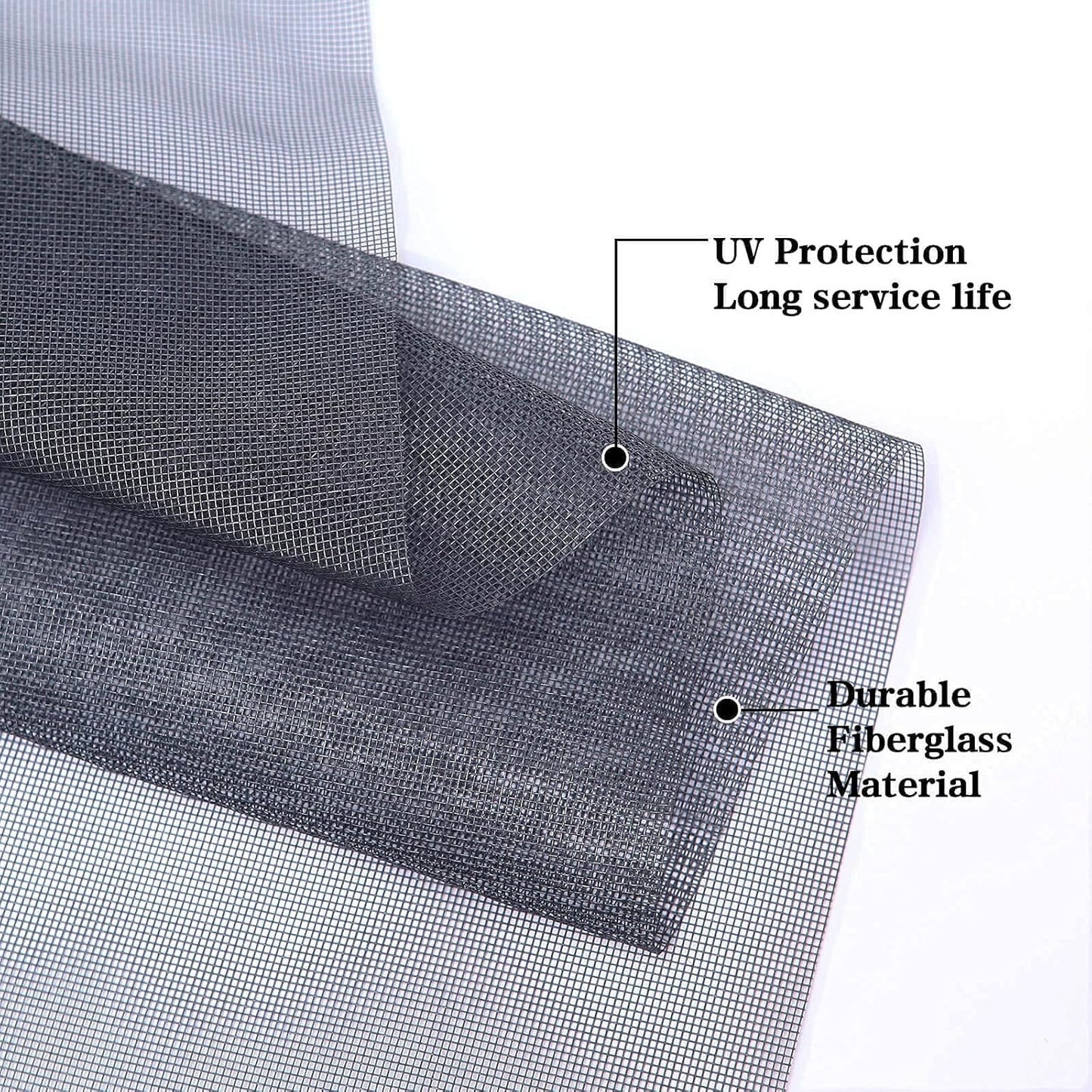 Windows Screen and Screen Door Repair Kit, 48"X118" Charcoal Fiberglass Mesh wit