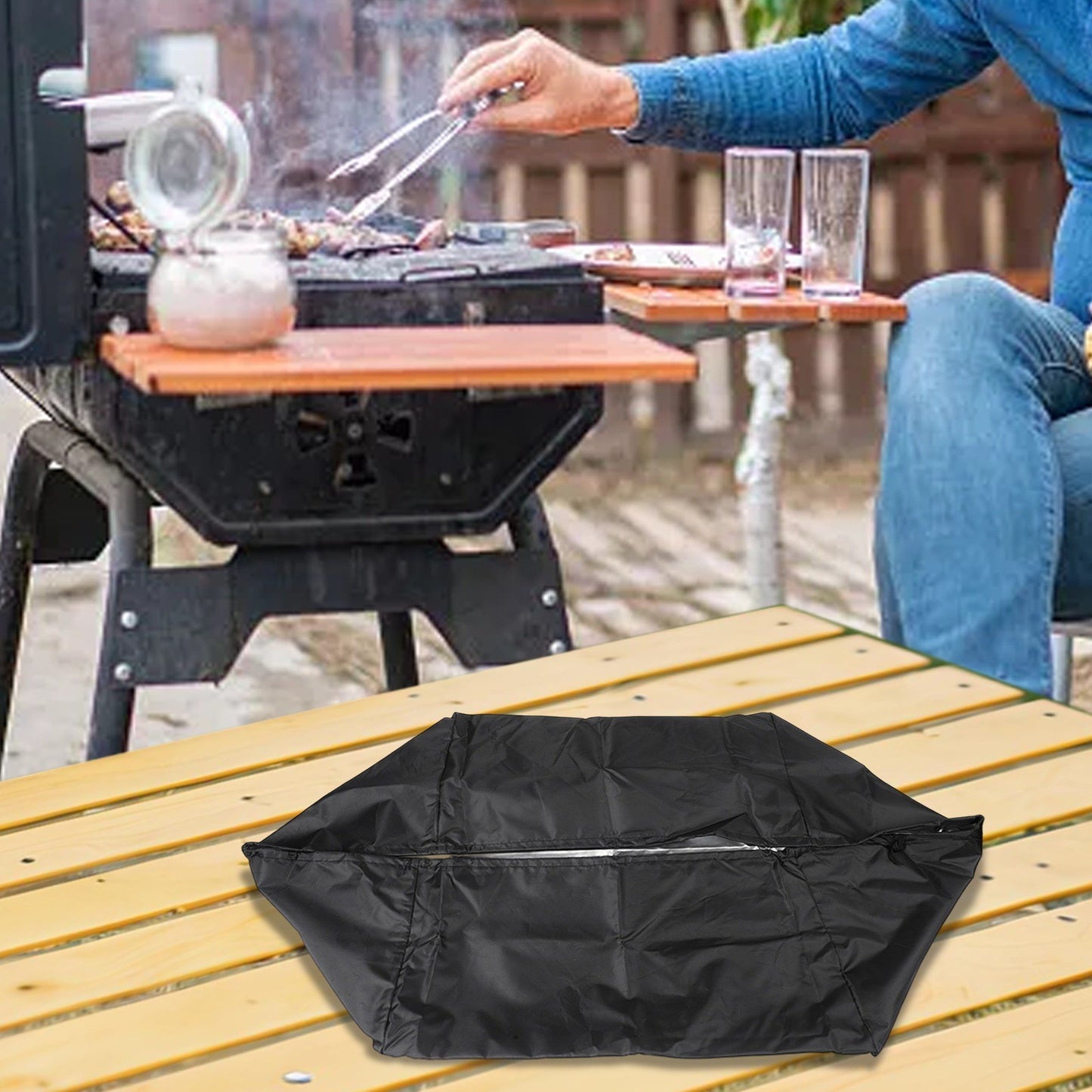 Weatherproof BBQ Cover for 22 Table Top Griddle with Hood 420D Polyester