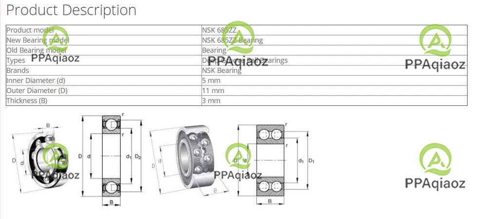 10PCS NSK 685ZZ Deep Groove Ball Bearings 5x11x5mm #P