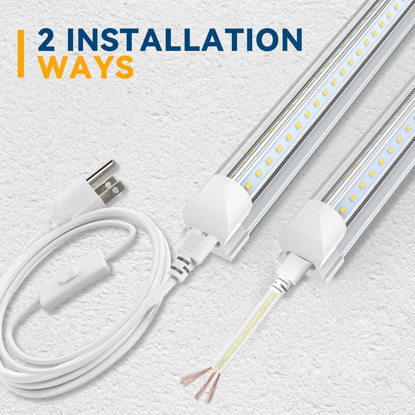 10-Pack 8FT 100W LED Shop Lights, 15000LM 6500K V-Shape Linkable Tubes