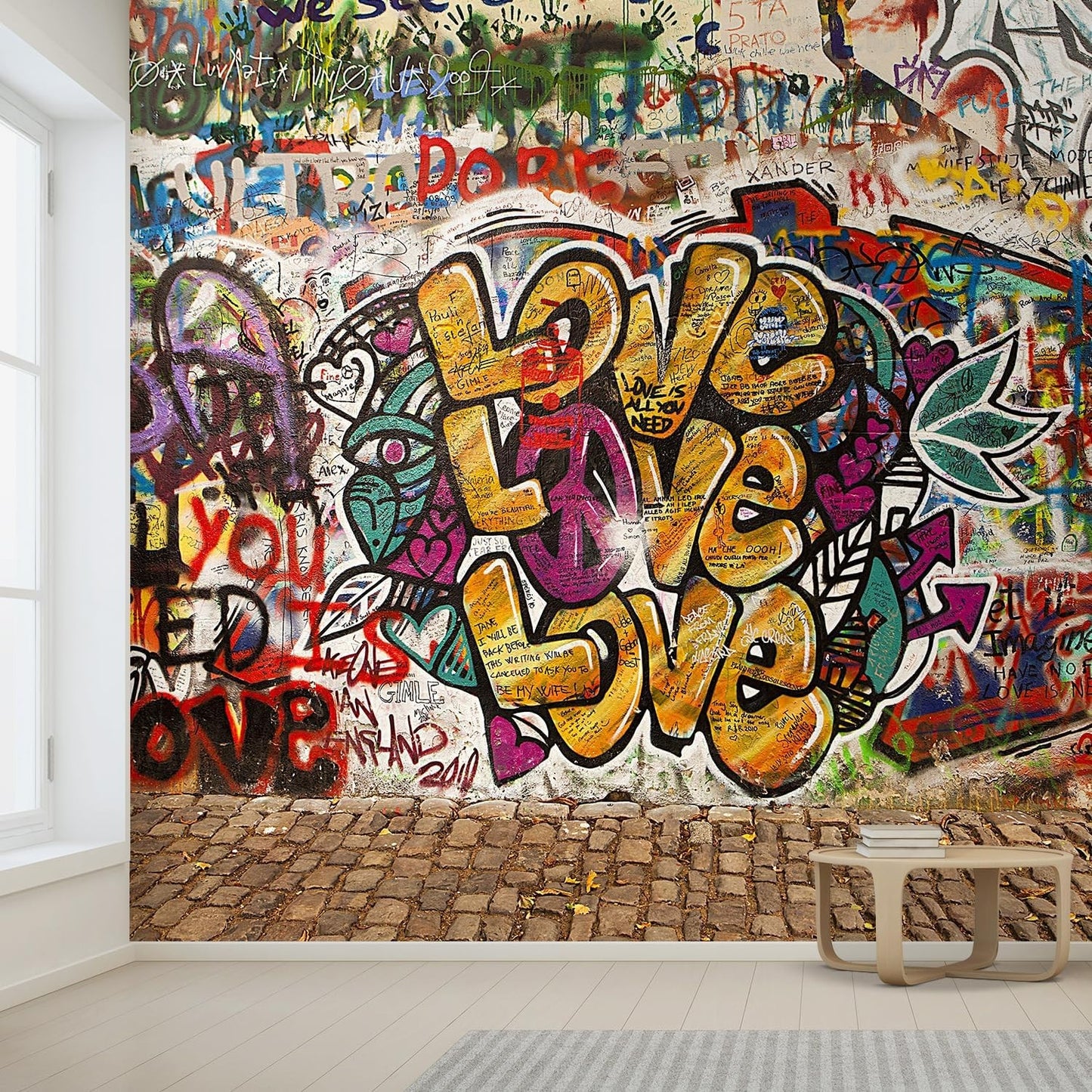 Removable Graffiti Wall Mural - Colorful, Peel and Stick, 96x120 inches