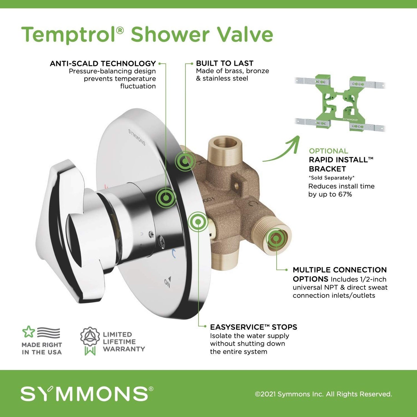 261XBODY Brass Pressure-Balancing Shower Valve with Service Stops