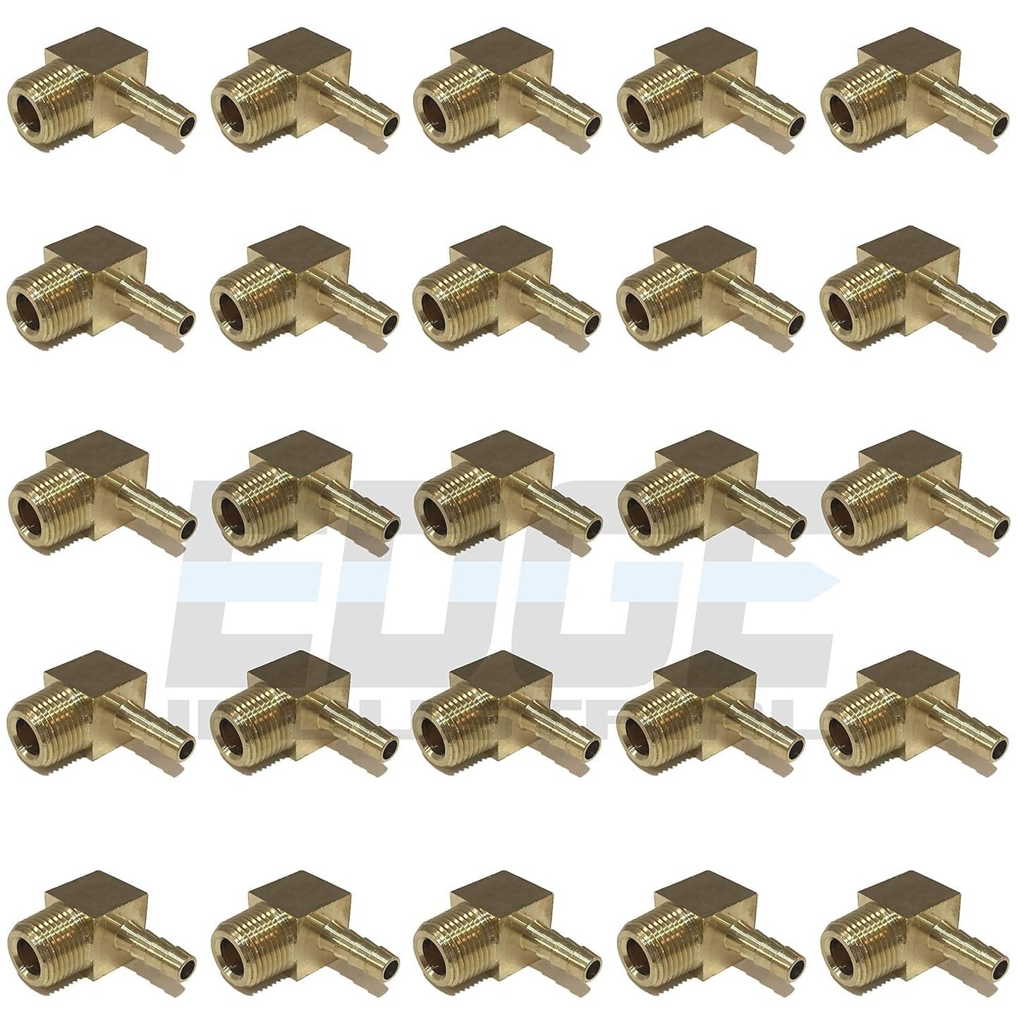 25-Pack 1/4" Hose to 3/8" Male NPT 90-Degree Elbow Brass Fittings