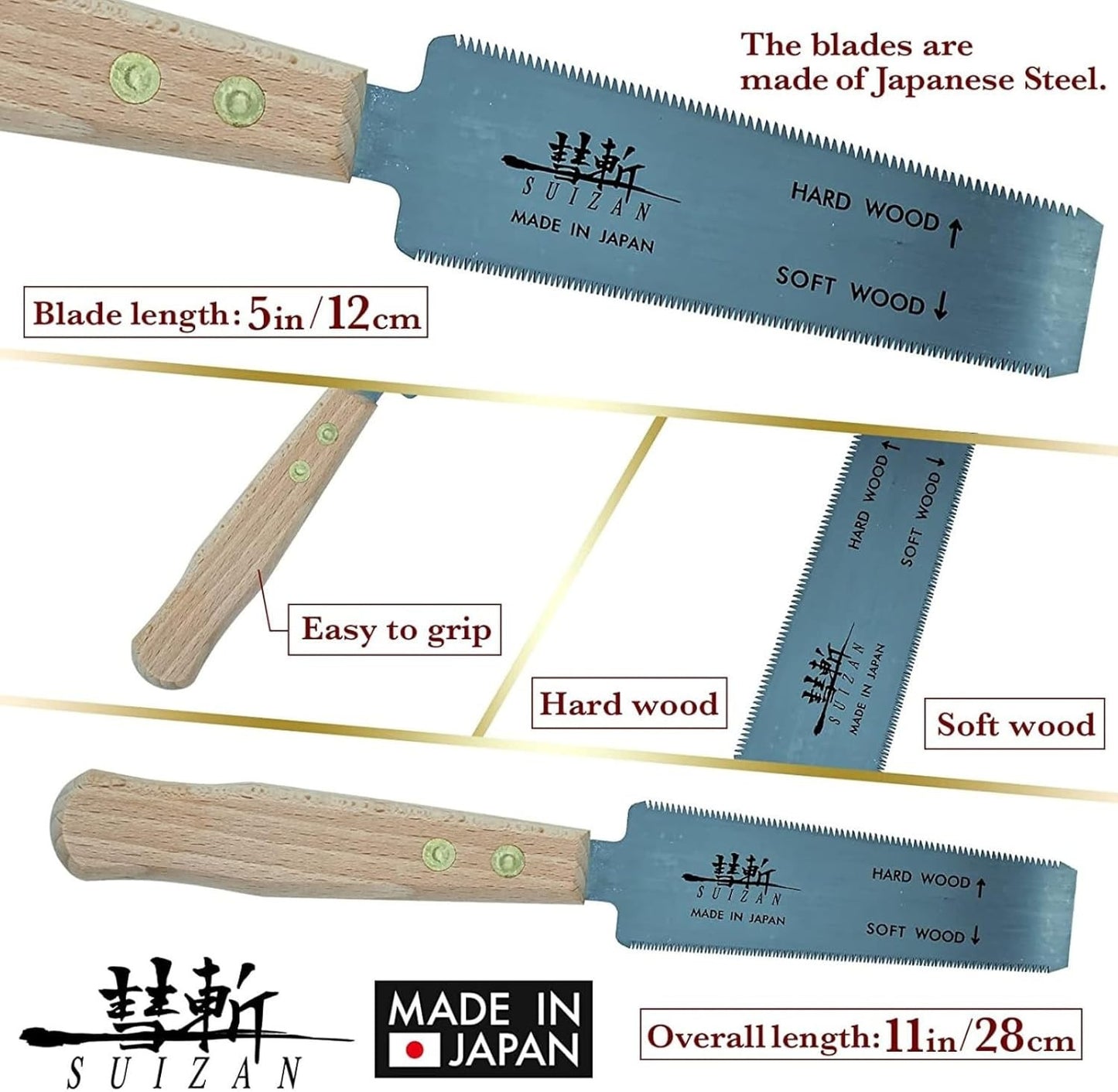 Flush Cut Saw 5" - Professional Japanese Pullsaw Ryoba Double Edge Handsaw Woodw