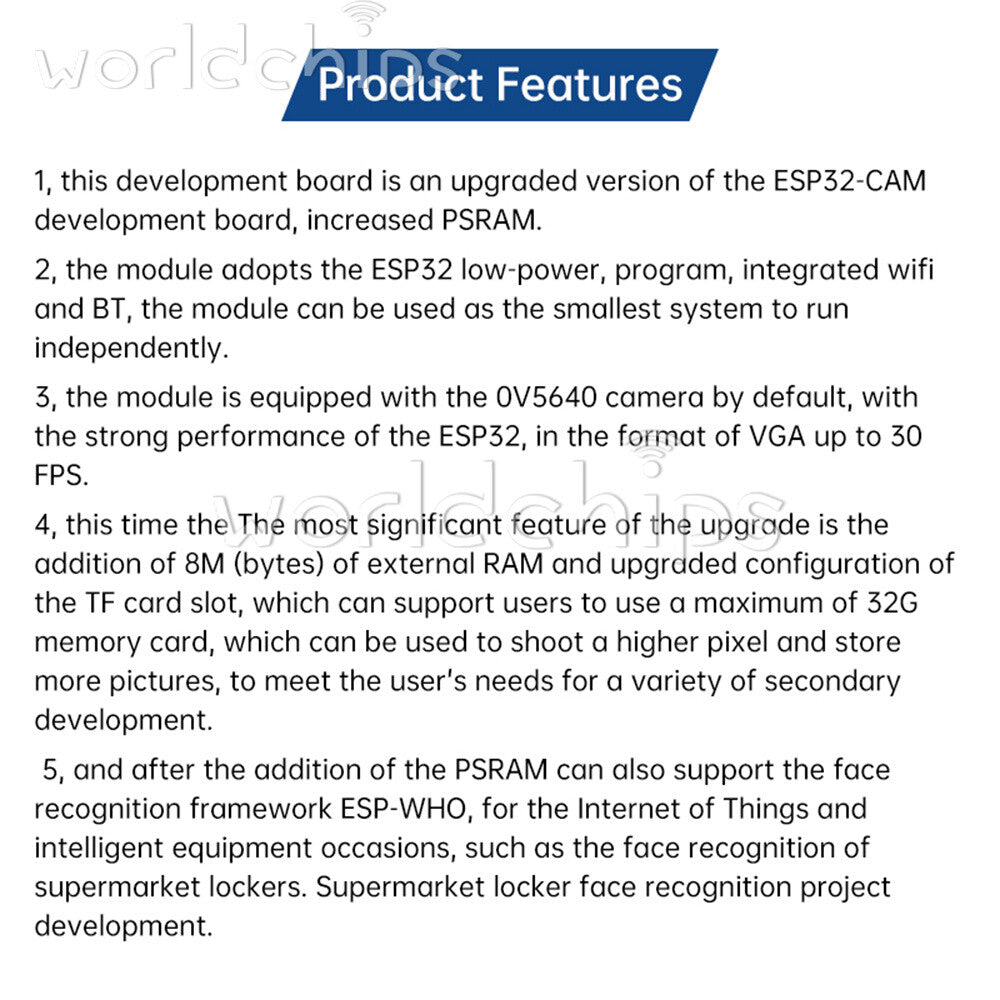 OV5640 ESP32-CAM Camera Module Kit WIFI Bluetooth Development Board 500W Pixel