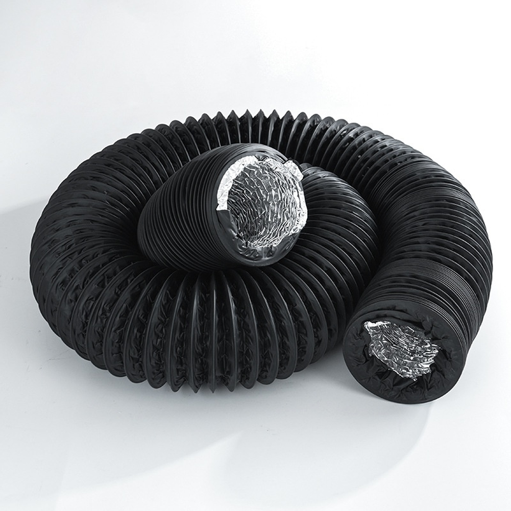 Black Double Layer PVC Aluminum Foil Flexible Air Duct Hose for Ventilation Use