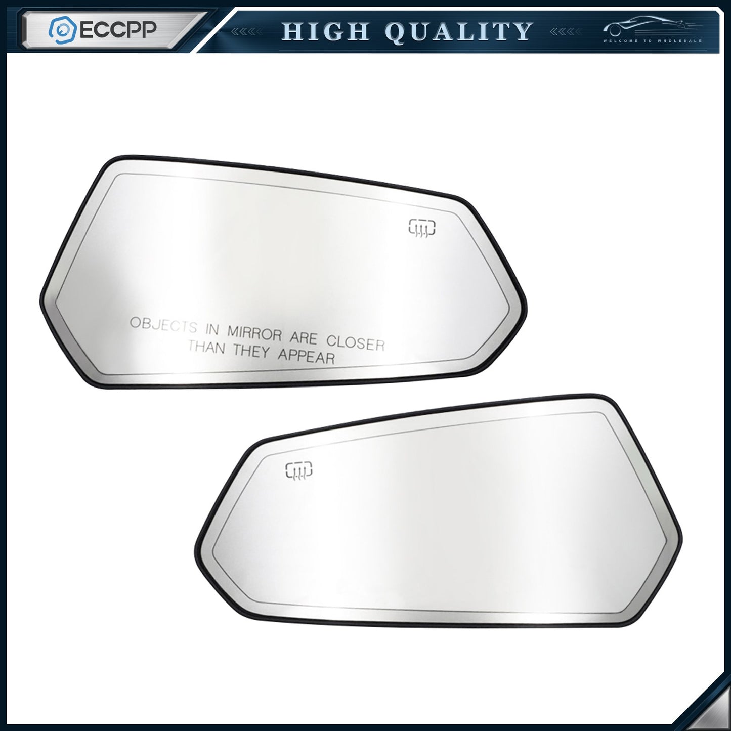 Mirror Glass Chrome Heated for 10-15 Chevy Camaro w/ Backing Plate