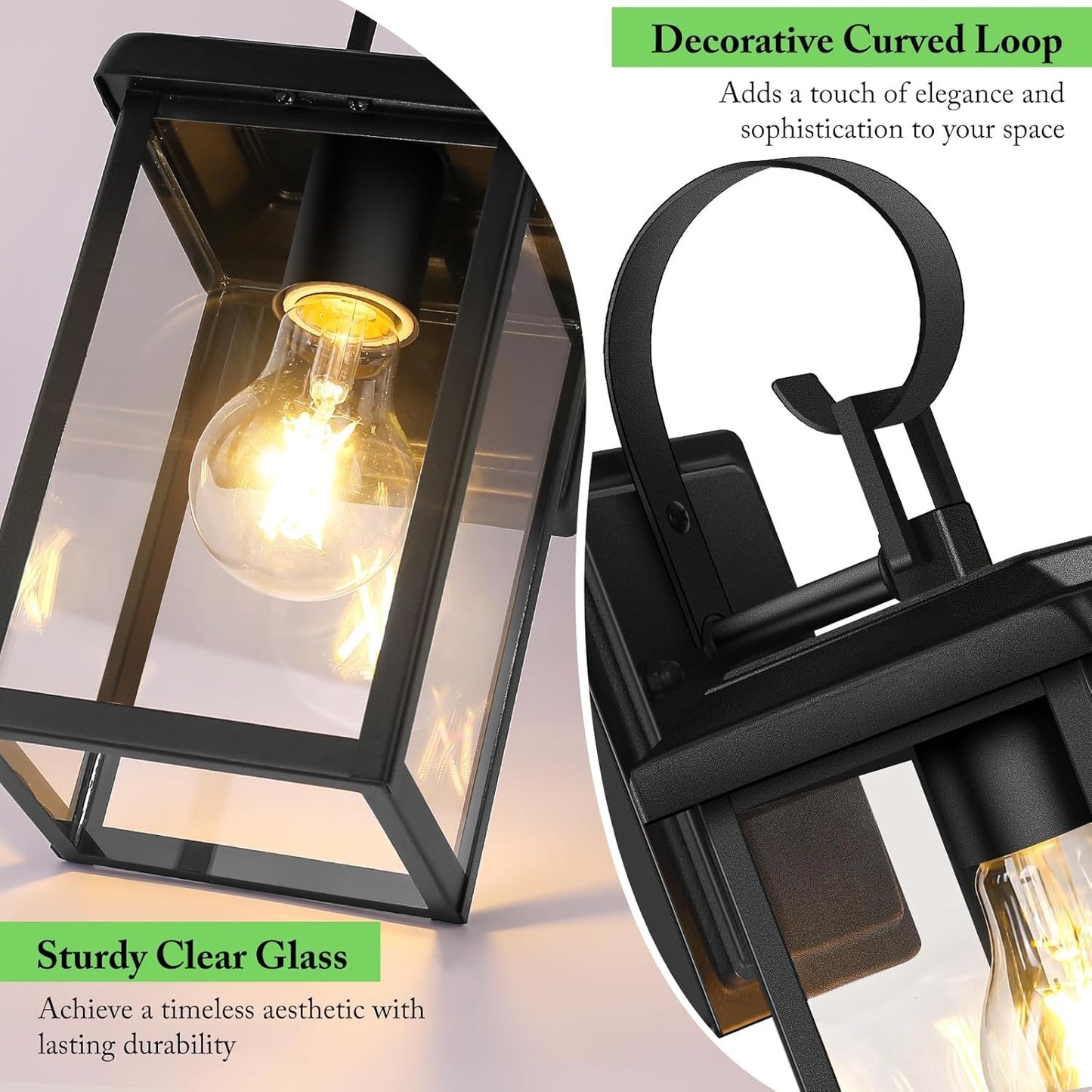 Outdoor Wall Light Fixtures, 2-Pack, Waterproof,Modern Sconce for Porch & Garage