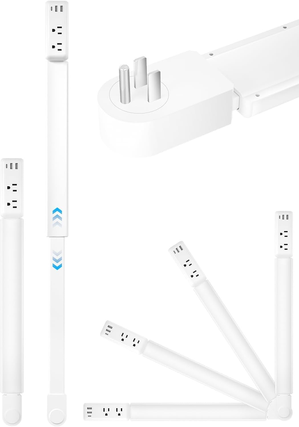 Outlet Extender Stick, 22"-34" Vertical, 2 AC Outlets & USB Ports, Rotating