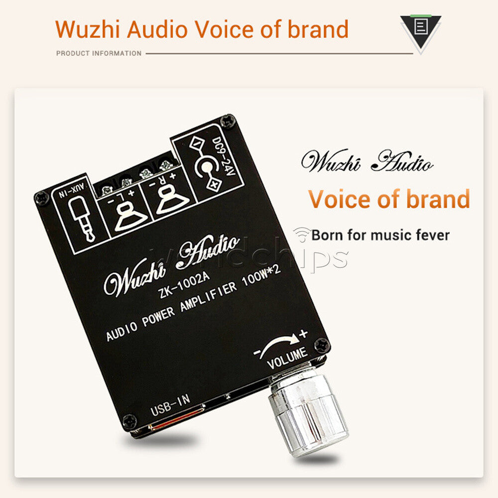 ZK-1002A Bluetooth Digital Amplifier Board 2.0 Stereo Dual 100W Audio Power Amp