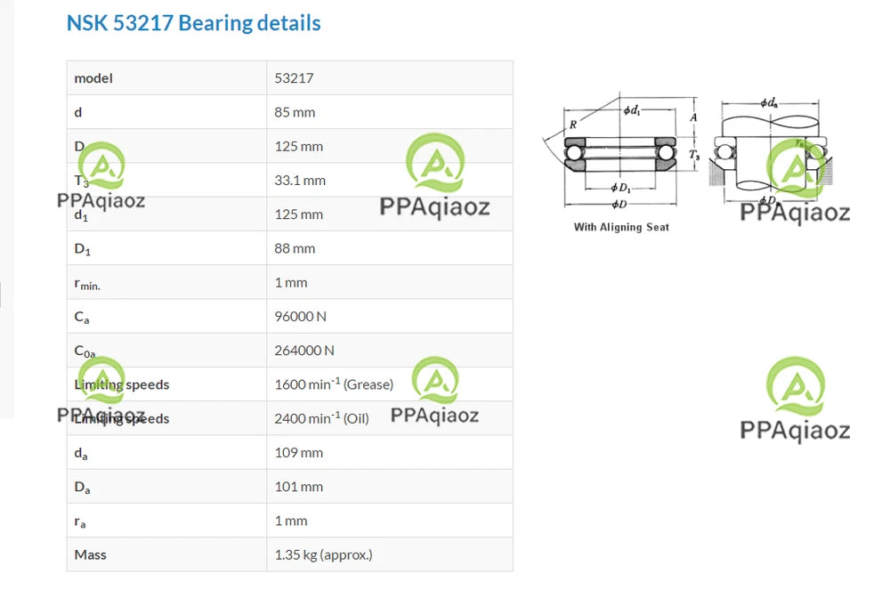 1PC NSK 53217 Single Direction Thrust Bearing 85x125x33.1mm #P