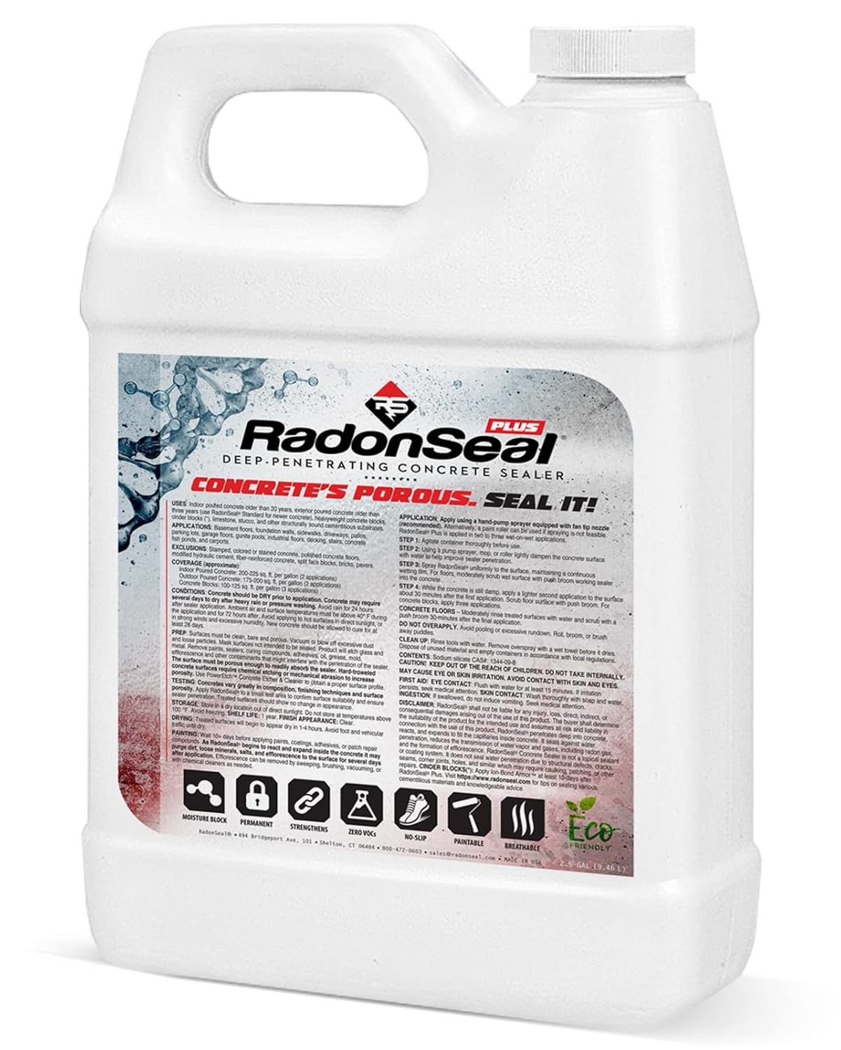 Concrete Sealer Plus, 2.5 Gallons, Deep Penetrating, Waterproof