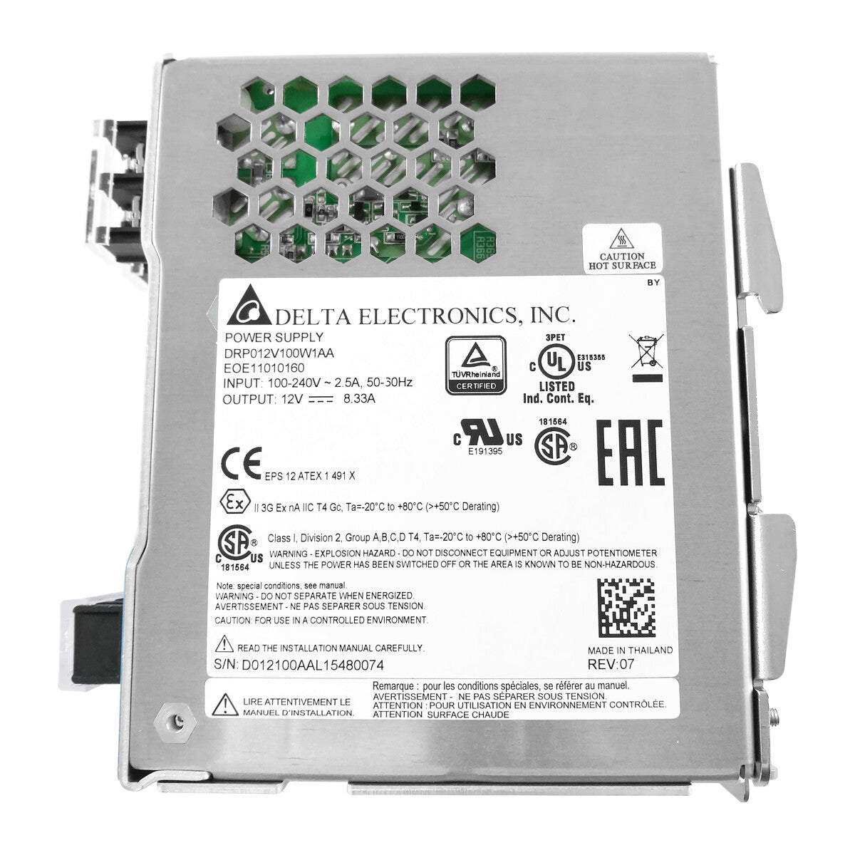 1pcs Delta DRP012V100W1AA 12V 8.33A 100W Rail Switching Power Supply