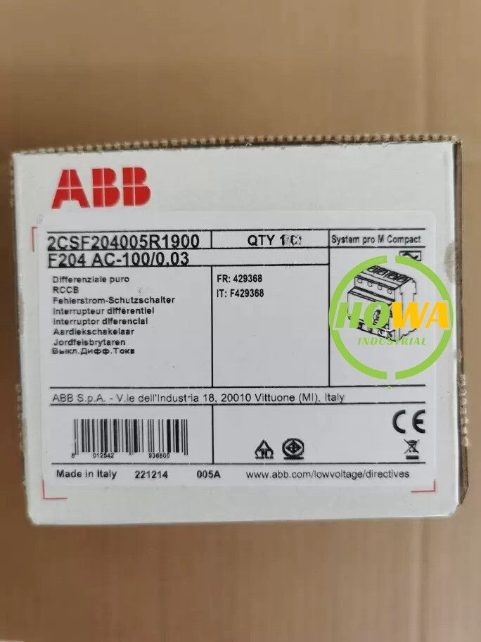 1/piece  ABB Electromagnetic Leakage Protection Switch F204 AC-100/0.03