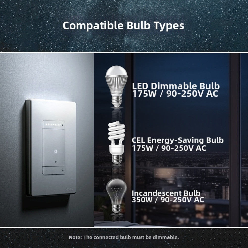 Smart WiFi Enabled Dimmer Wall Switch with Voice and Dual Control Options