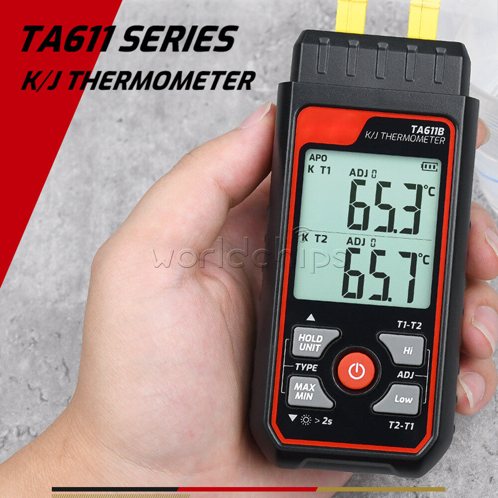 TASI TA611A/B Digital Thermocouple K/J Thermometer Contact Temperature Tester
