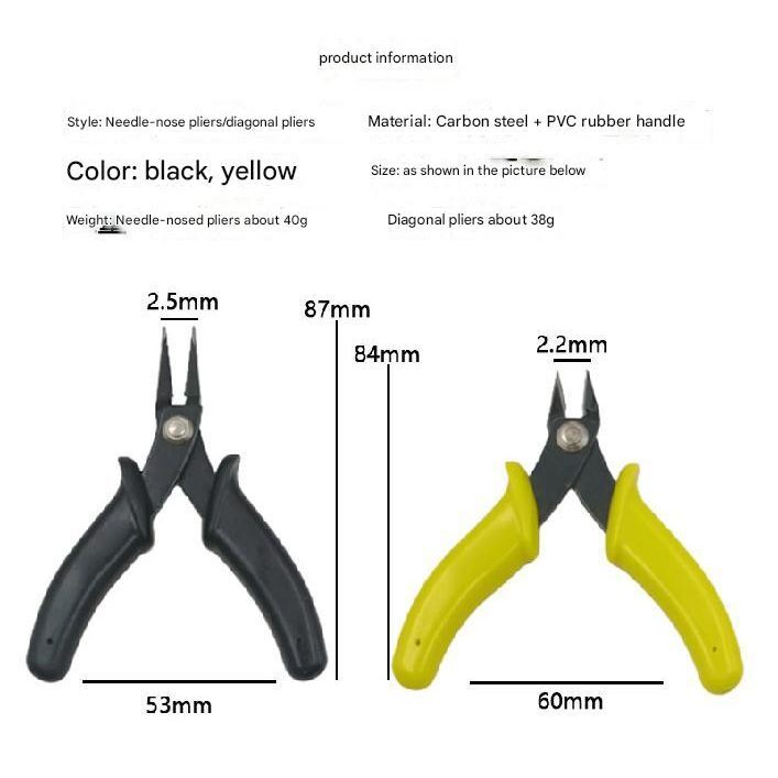 2x 3.5" Mini Needle Nose Pliers Diagonal Pliers Repair Tool for DIY Craft Work