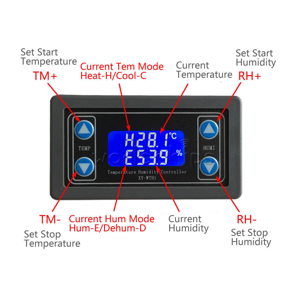 DC 6V-30V 10A Thermostat Temperature Humidity Controller SHT20 Sensor Module