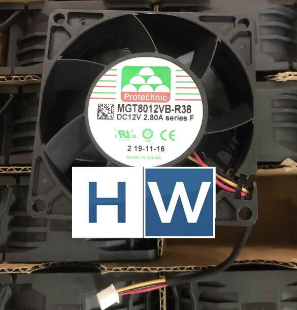 1PC Protechnic 3-wire MGT8012VB-R38 DC12V 2.80A 8038 8CM Cooling Fan