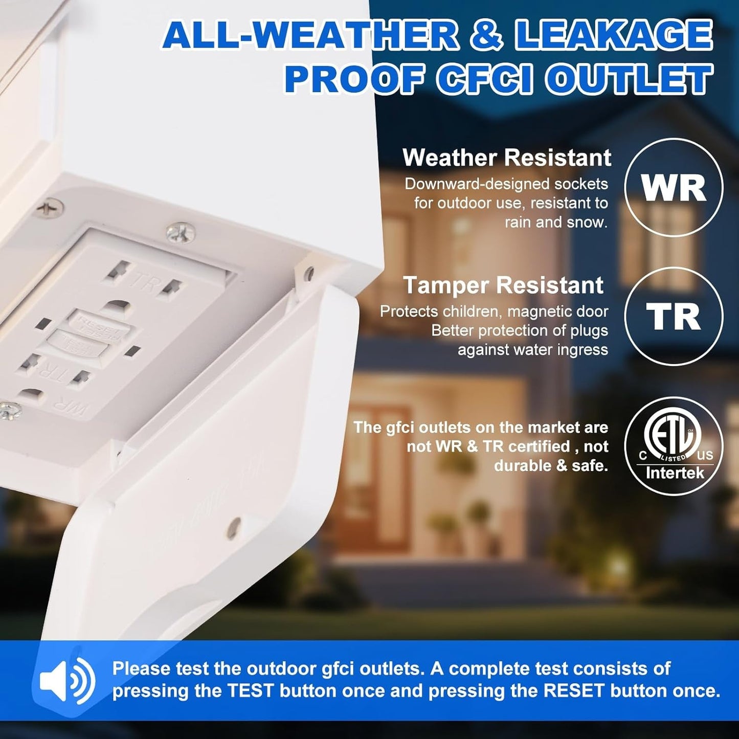 2-Pack White Porch Lights with GFCI Outlet, Dusk to Dawn Motion Sensor
